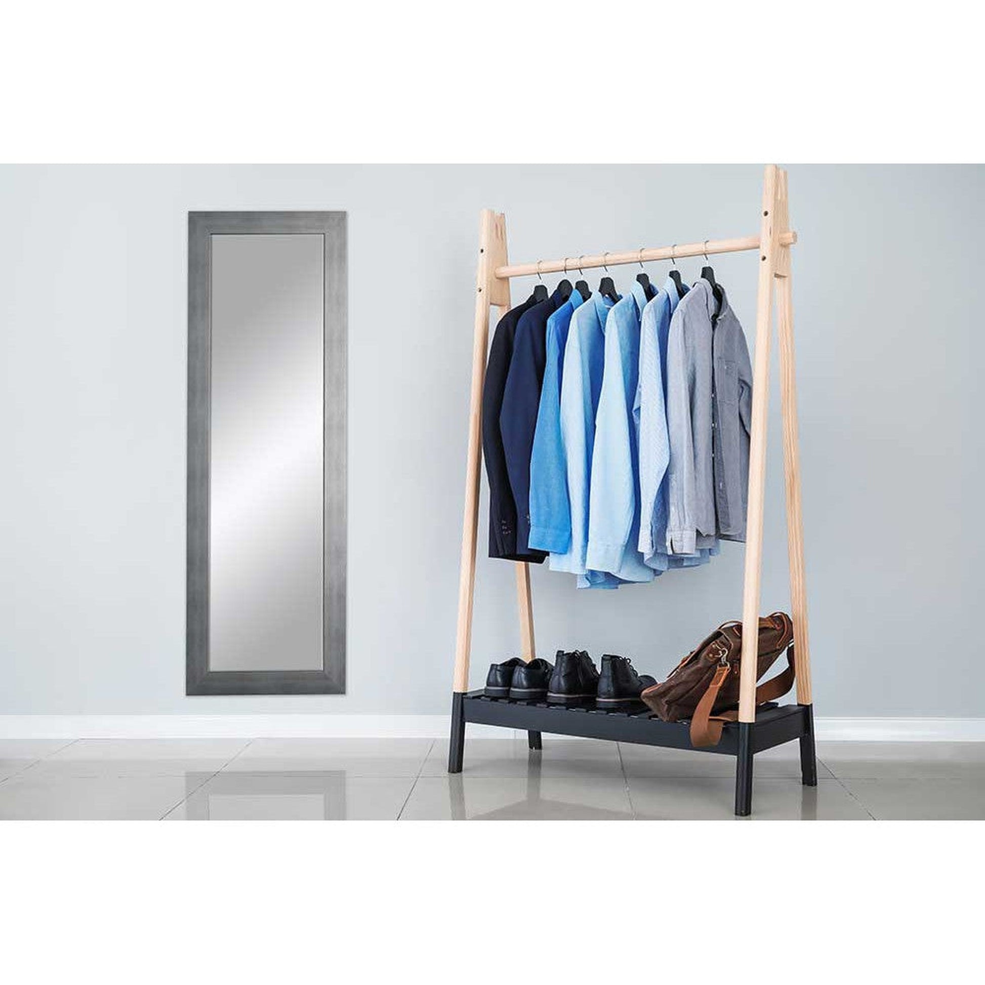 Brandtworks Timberwolf 32" x 36" Brushed Silver Wall Mirror