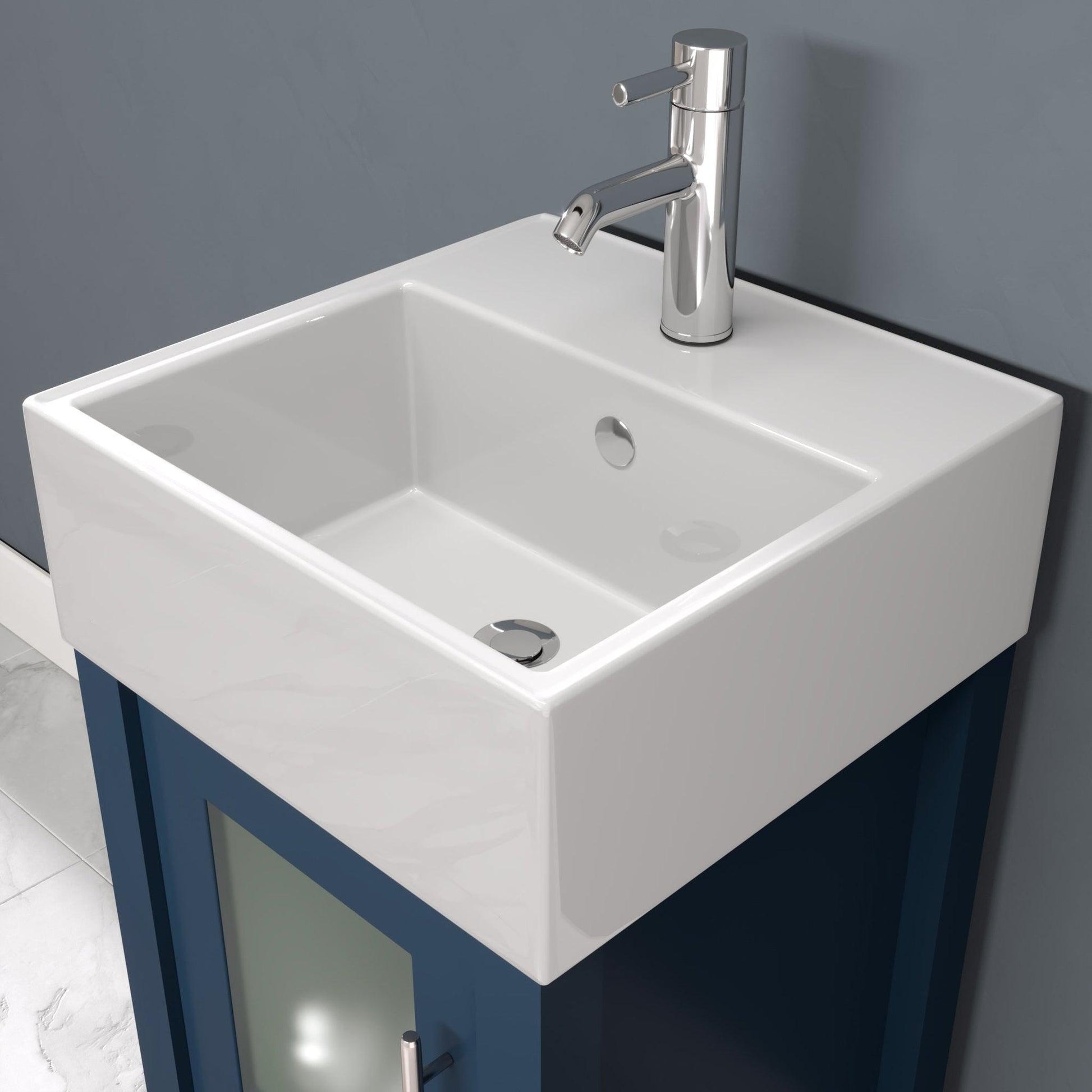 Cambridge Plumbing 18" Modern Wood and Porcelain Vanity with Polished Chrome Plumbing-8137S-CP