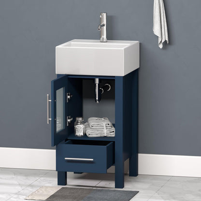 Cambridge Plumbing 18" Modern Wood and Porcelain Vanity with Polished Chrome Plumbing-8137S-CP