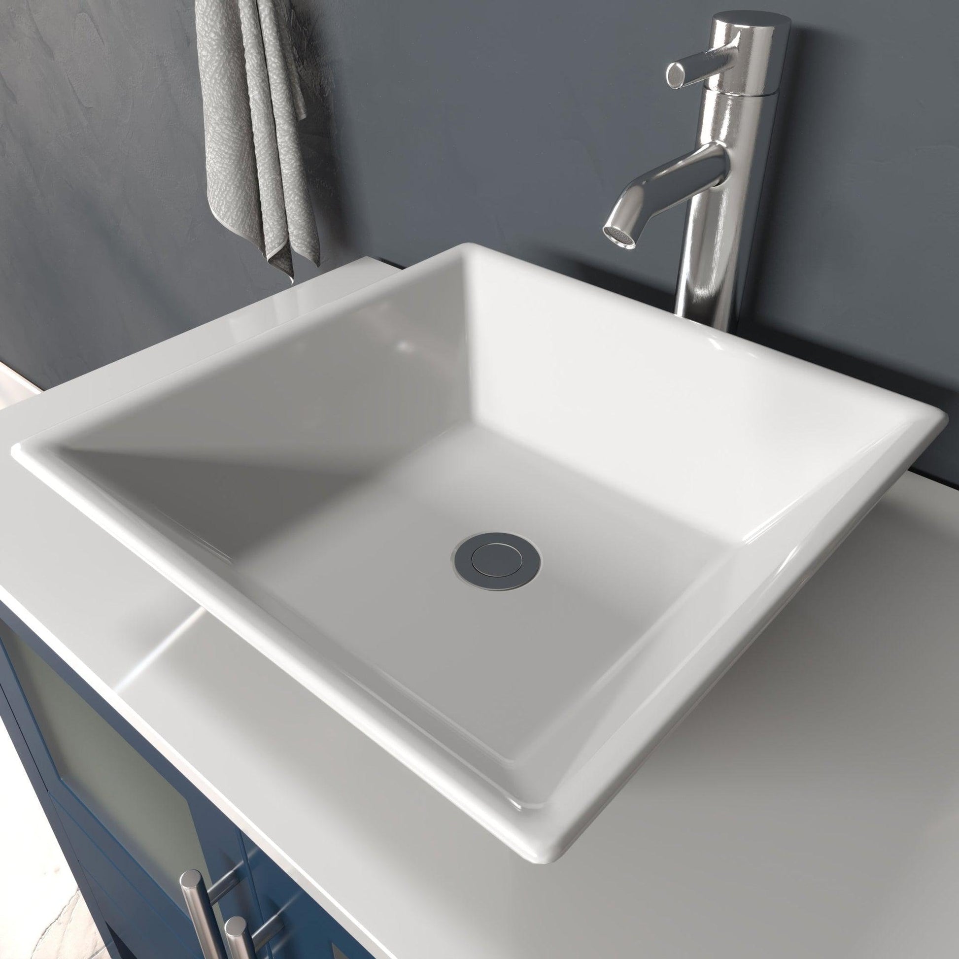 Cambridge Plumbing 36" Modern Wood and Porcelain Vanity with Polished Chrome Plumbing-8111S-CP