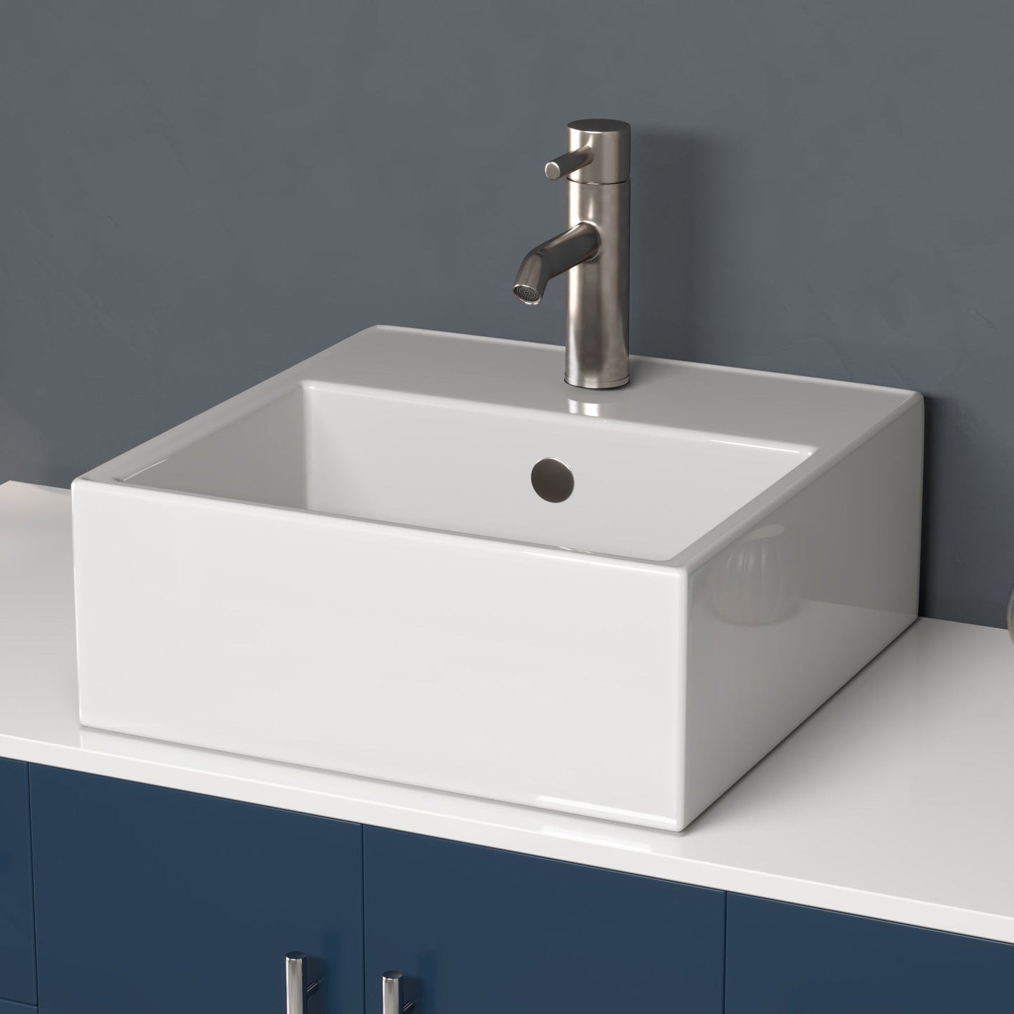 Cambridge Plumbing 48" Modern Wood and Porcelain Vanity with Brushed Nickel Plumbing-8116S-BN