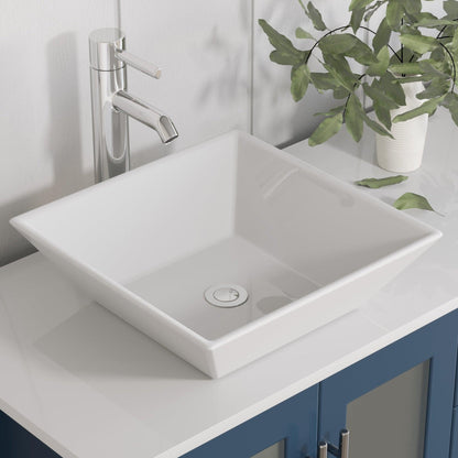 Cambridge Plumbing 63" Modern Wood and Porcelain Vanity with Polished Chrome Plumbing-8119SF-CP