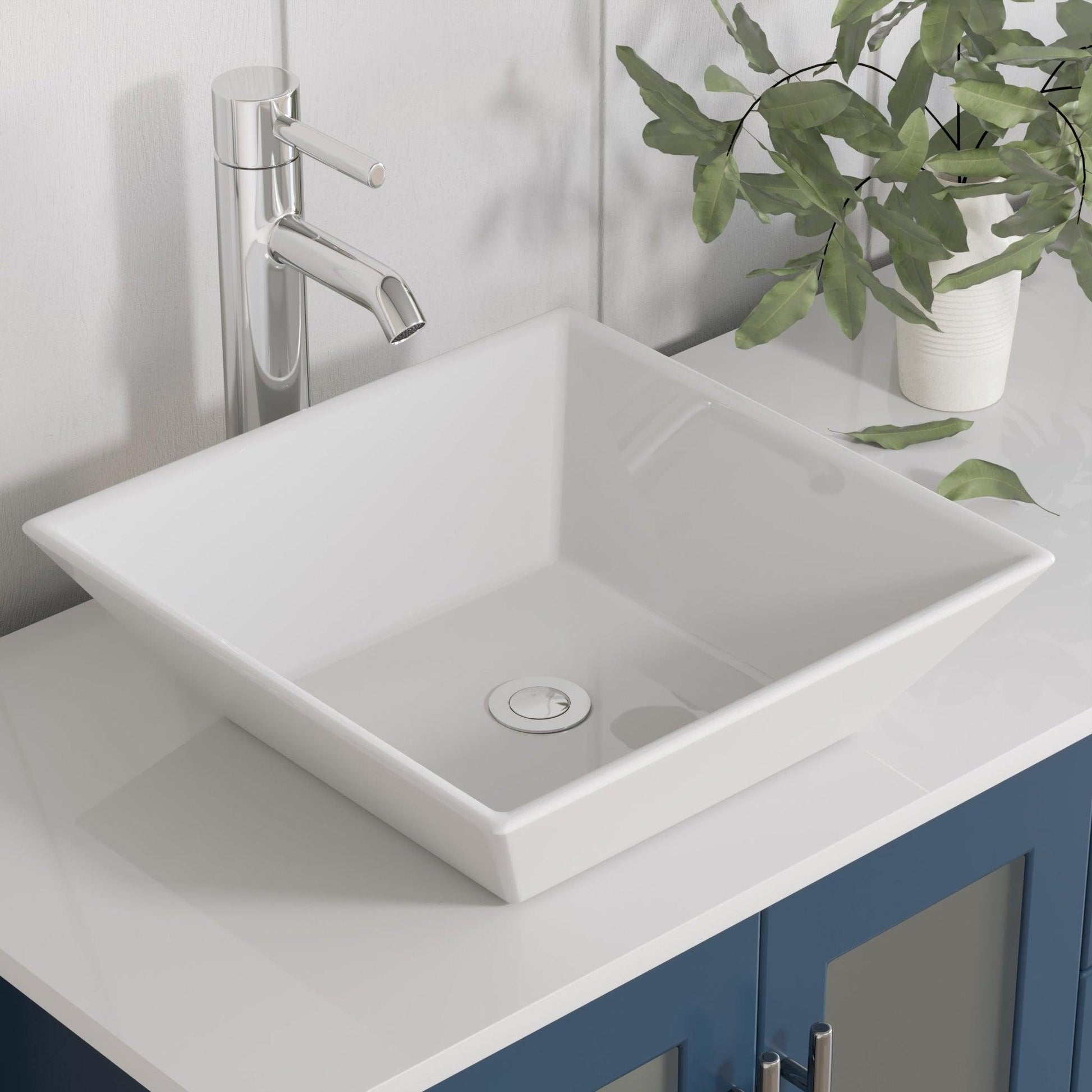 Cambridge Plumbing 72" Modern Wood and Porcelain Vanity with Polished Chrome Plumbing-8119-XLSF-CP
