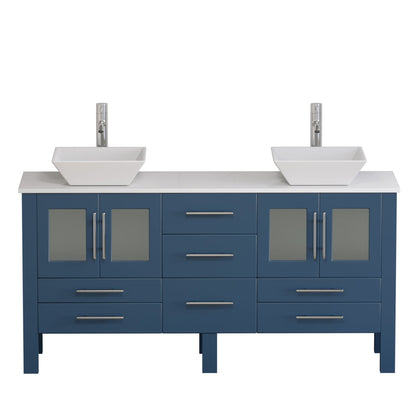 Cambridge Plumbing 72" Modern Wood and Porcelain Vanity with Polished Chrome Plumbing-8119-XLSF-CP
