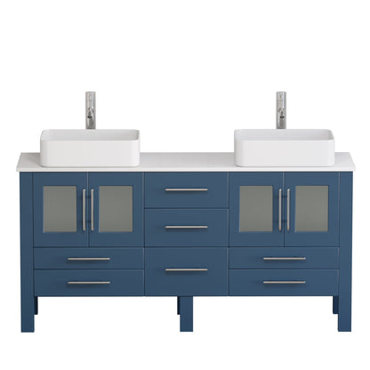 Cambridge Plumbing 72" Modern Wood and Porcelain Vanity with Polished Chrome Plumbing-8119XLS-CP