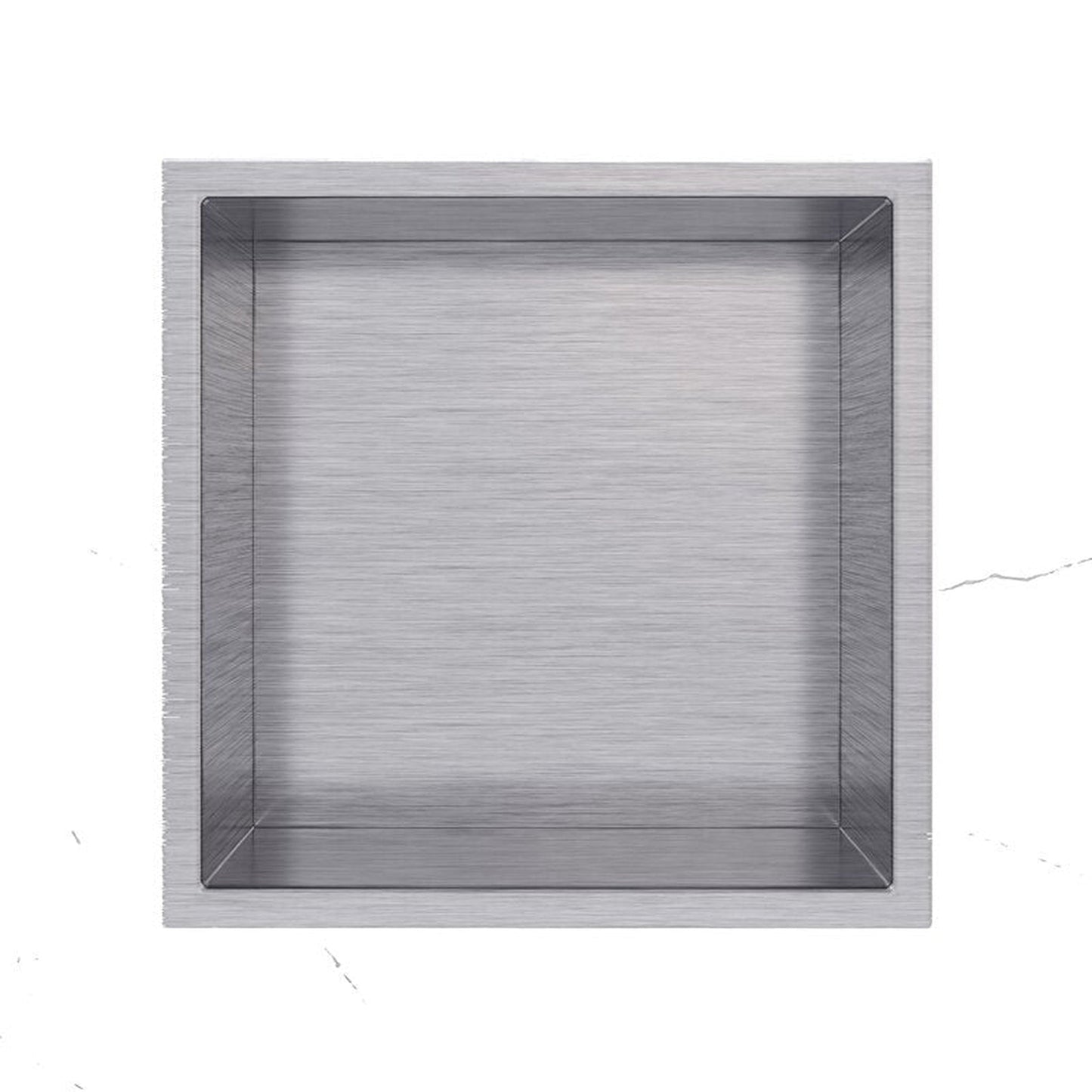 Cantrio Koncepts 12" 18-Gauge Square Brushed Chrome Stainless Steel Recessed Shower Niche