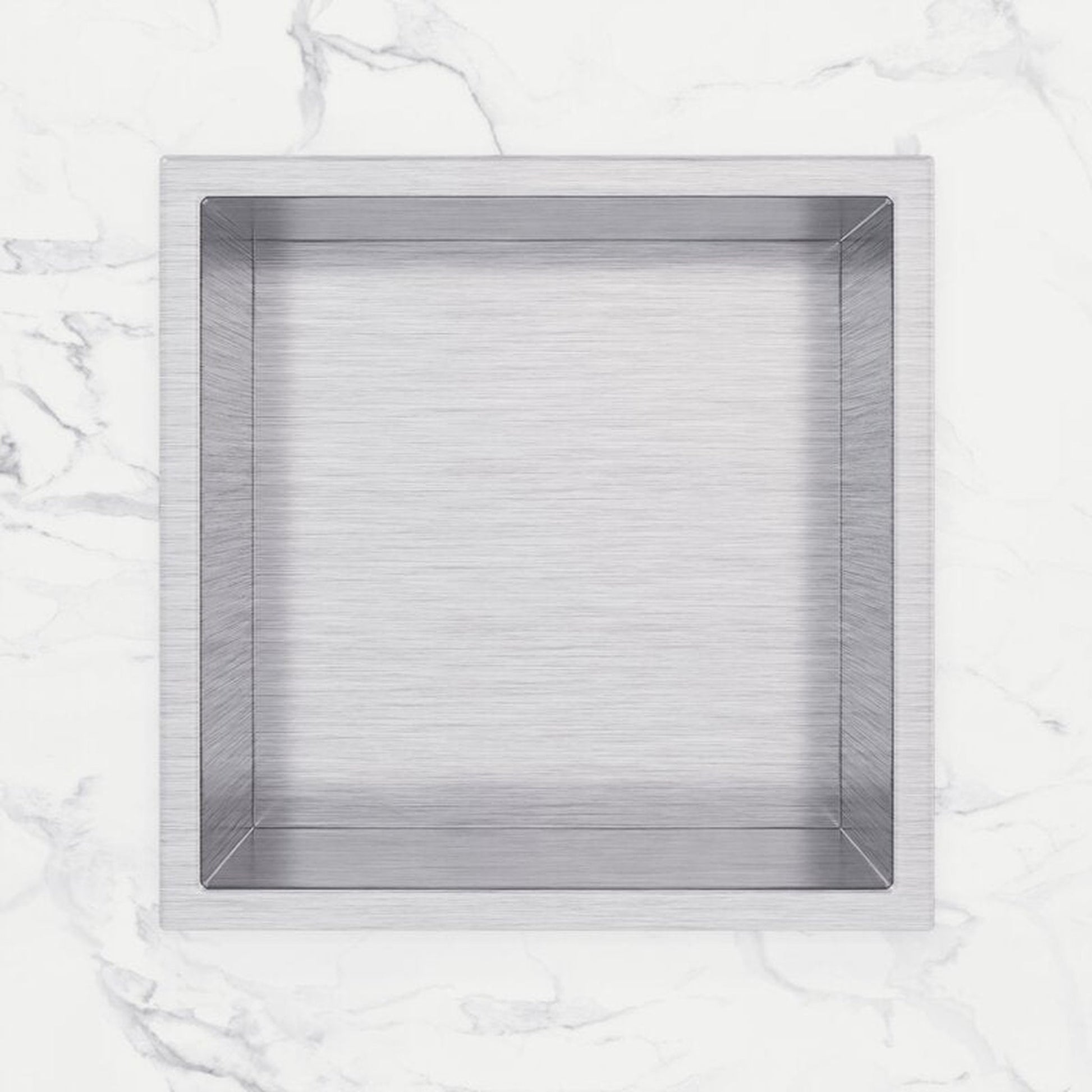 Cantrio Koncepts 12" 18-Gauge Square Brushed Chrome Stainless Steel Recessed Shower Niche