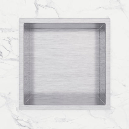 Cantrio Koncepts 12" 18-Gauge Square Brushed Chrome Stainless Steel Recessed Shower Niche