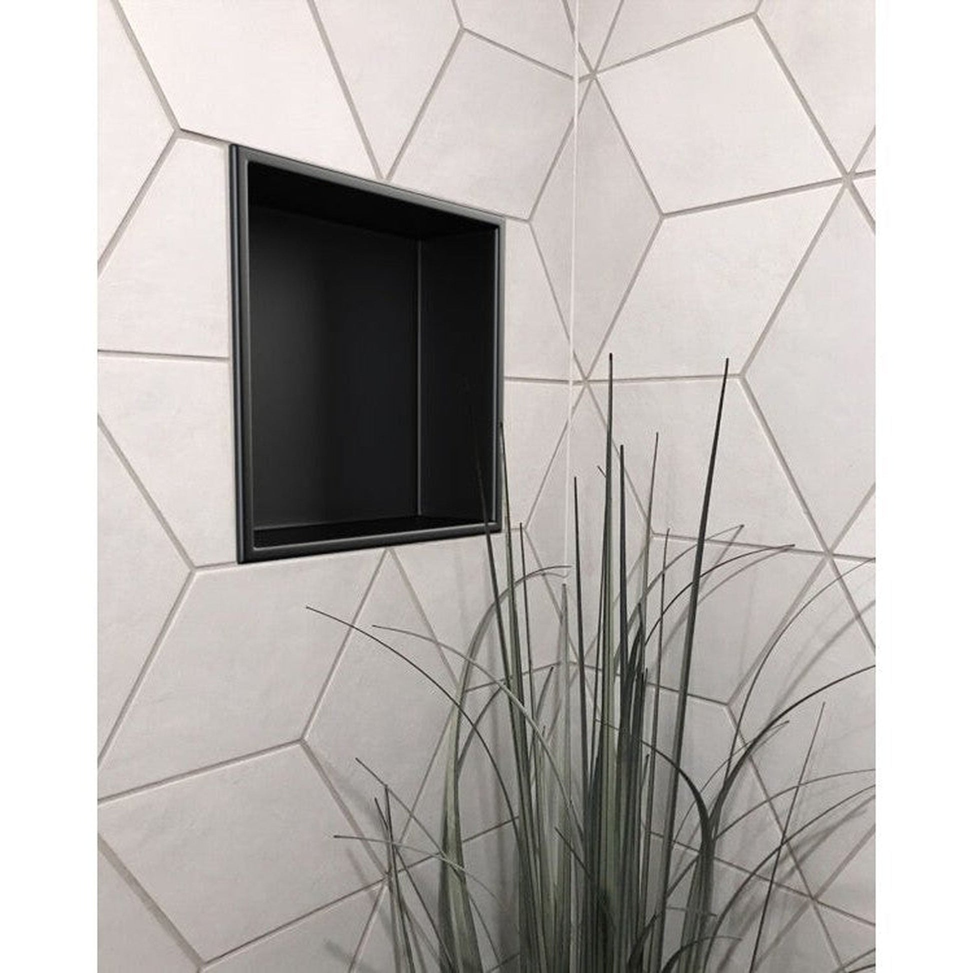 Cantrio Koncepts 12" Rectangle Matte Black Stainless Steel Recessed Shower Niche