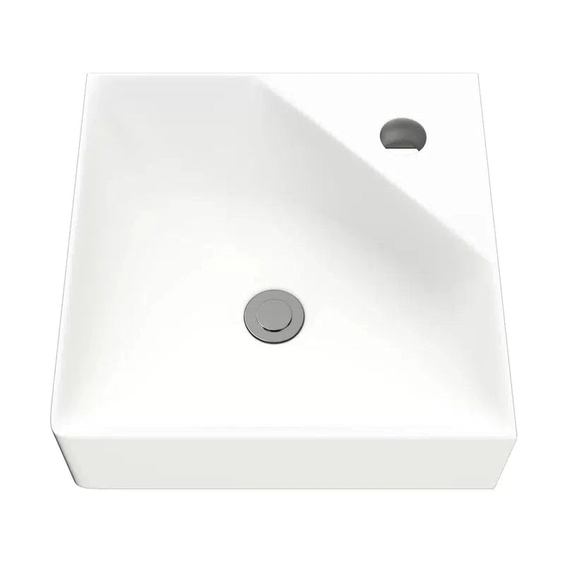 Cantrio Koncepts 12" x 12" Square White Solid Surface Wall Hung Sink With Deck Mount Hole