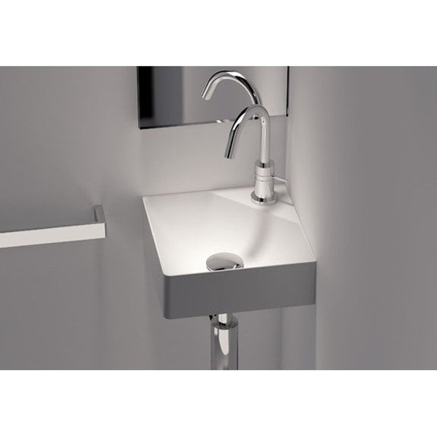 Cantrio Koncepts 12" x 12" Square White Solid Surface Wall Hung Sink With Deck Mount Hole