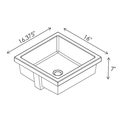 Cantrio Koncepts 16" Square White Vitreous China Undermount Bathroom Lavatory Sink With Overflow Drain