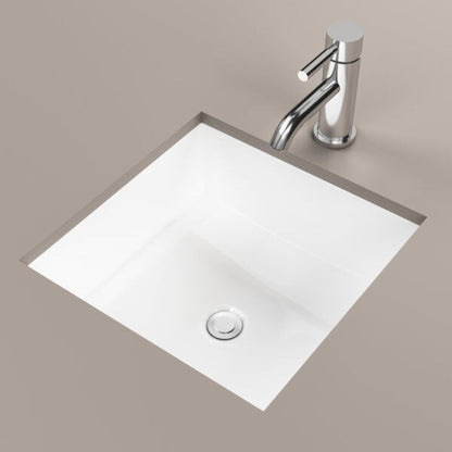 Cantrio Koncepts 16" Square White Vitreous China Undermount Bathroom Lavatory Sink With Overflow Drain