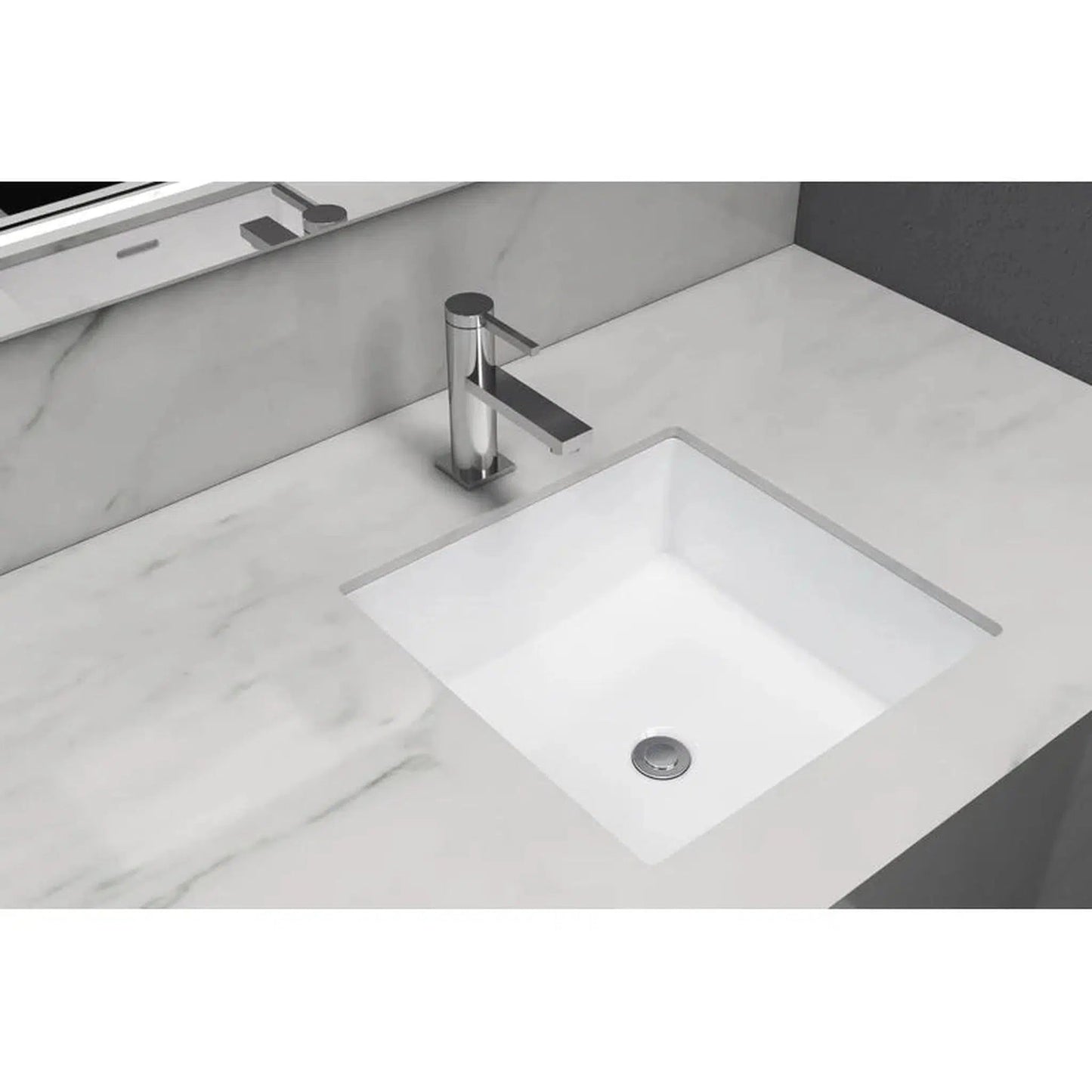 Cantrio Koncepts 16" Square White Vitreous China Undermount Bathroom Lavatory Sink With Overflow Drain