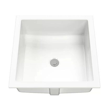 Cantrio Koncepts 16" Square White Vitreous China Undermount Bathroom Lavatory Sink With Overflow Drain