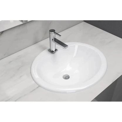 Cantrio Koncepts 17" Oval White Vitreous China Undermount Bathroom Lavatory Sink With Overflow Drain