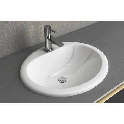 Cantrio Koncepts 17" Oval White Vitreous China Undermount Bathroom Lavatory Sink With Overflow Drain