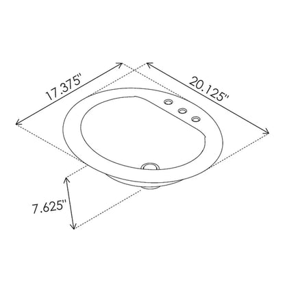 Cantrio Koncepts 17" Oval White Vitreous China Undermount Bathroom Lavatory Sink With Overflow Drain