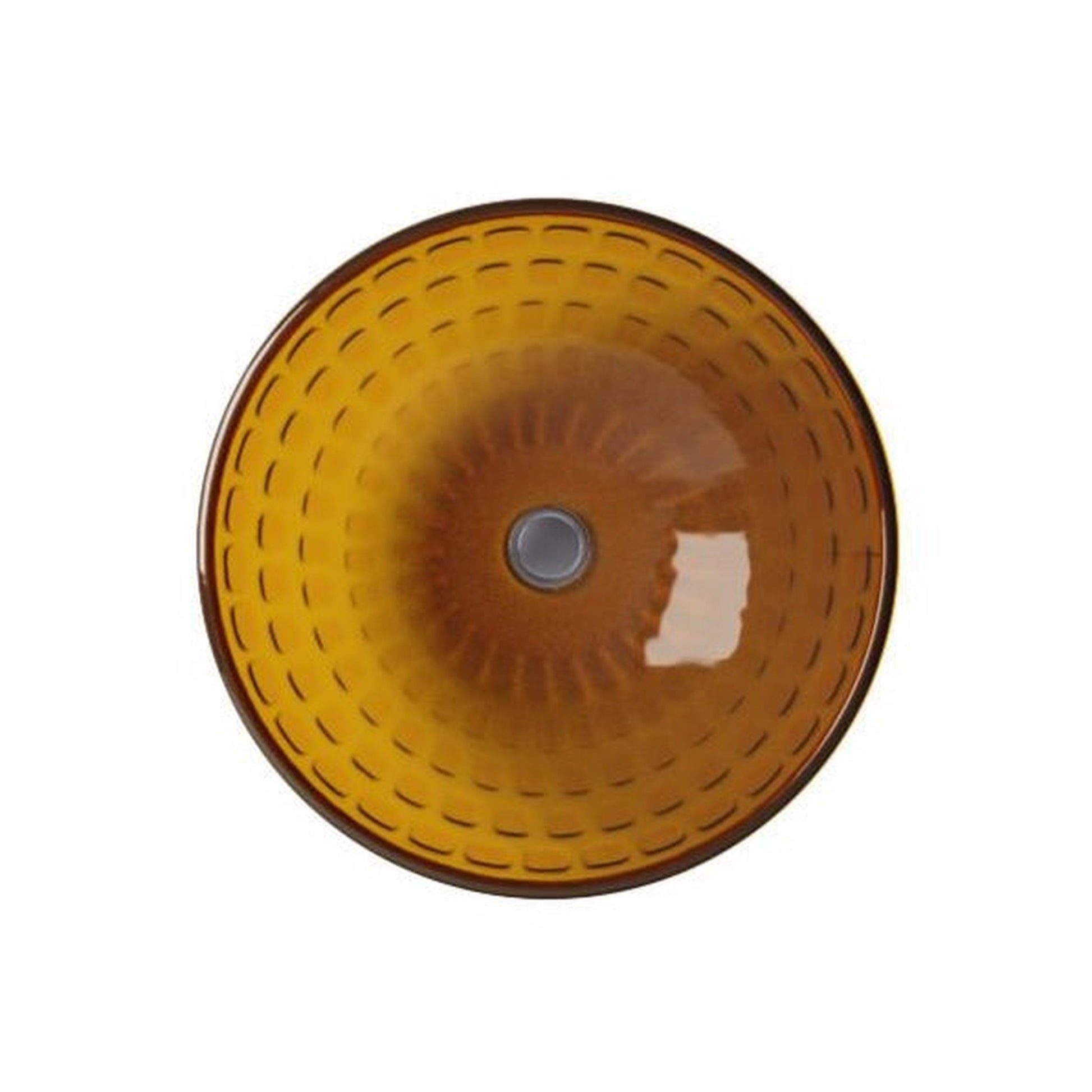 Cantrio Koncepts 17" Round Amber Stained Glass Vessel Sink With Embossed Inlays