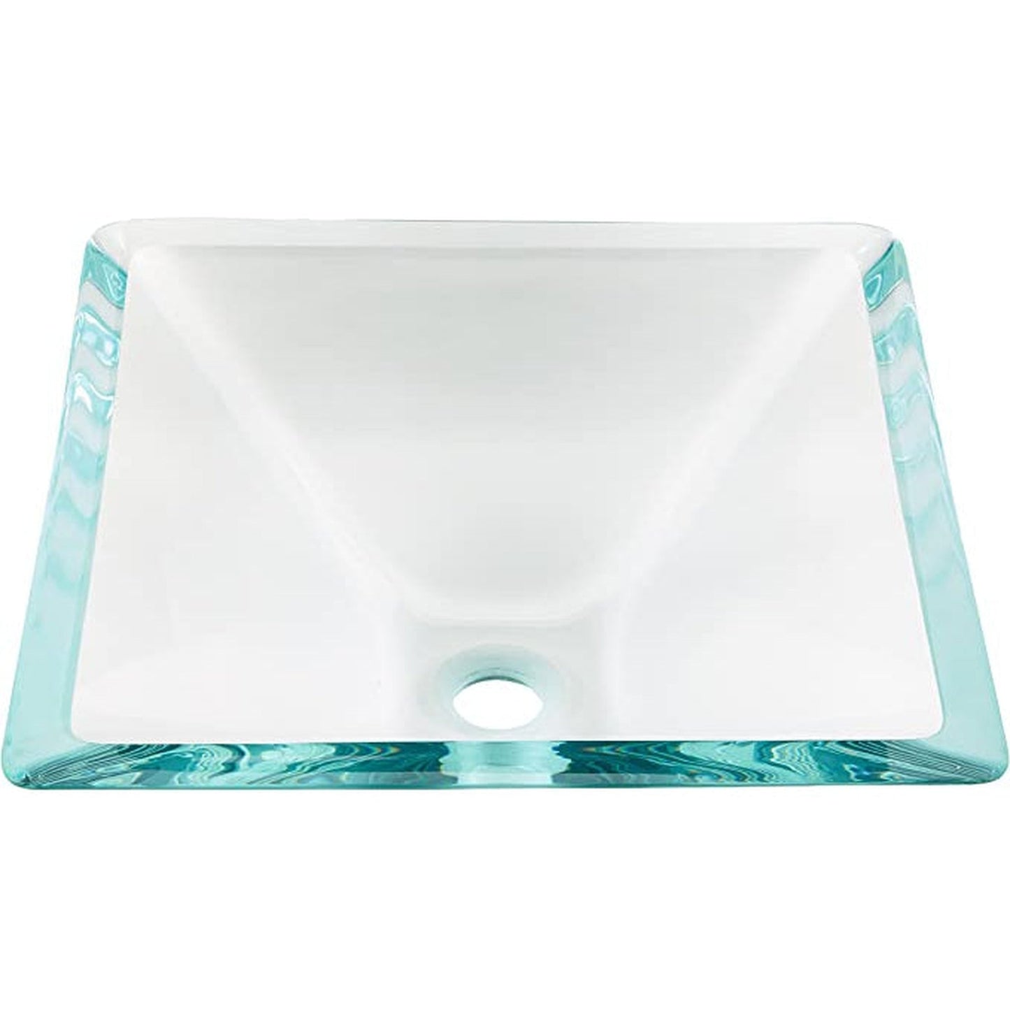 Cantrio Koncepts 17" Square Clear Crystal Tempered Glass Pyramid Vessel Sink