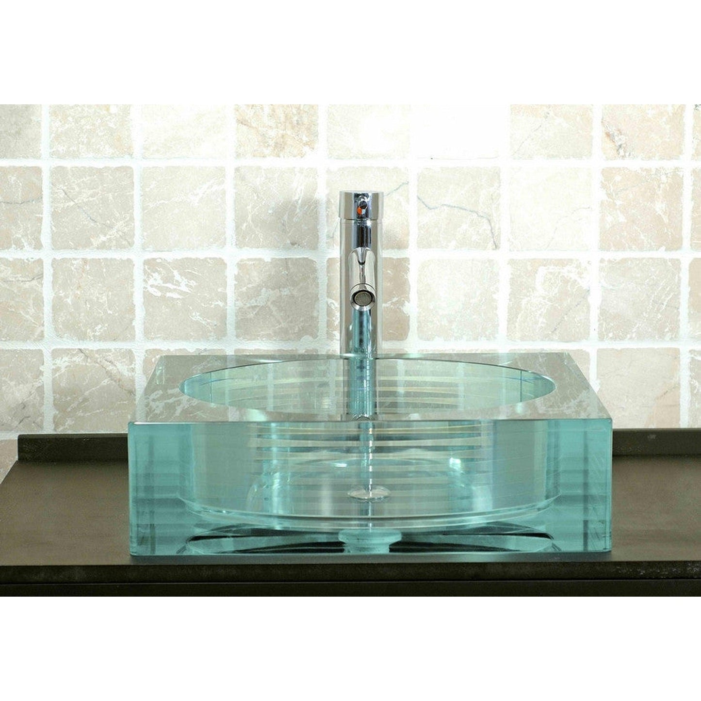 Cantrio Koncepts 18" Layered Crystal Glass Vessel Sink