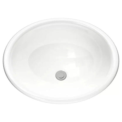 Cantrio Koncepts 18" Oval White Vitreous China Top Mount Bathroom Lavatory Sink With Overflow Drain