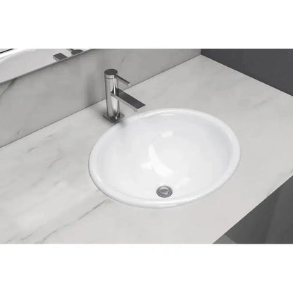 Cantrio Koncepts 18" Oval White Vitreous China Top Mount Bathroom Lavatory Sink With Overflow Drain