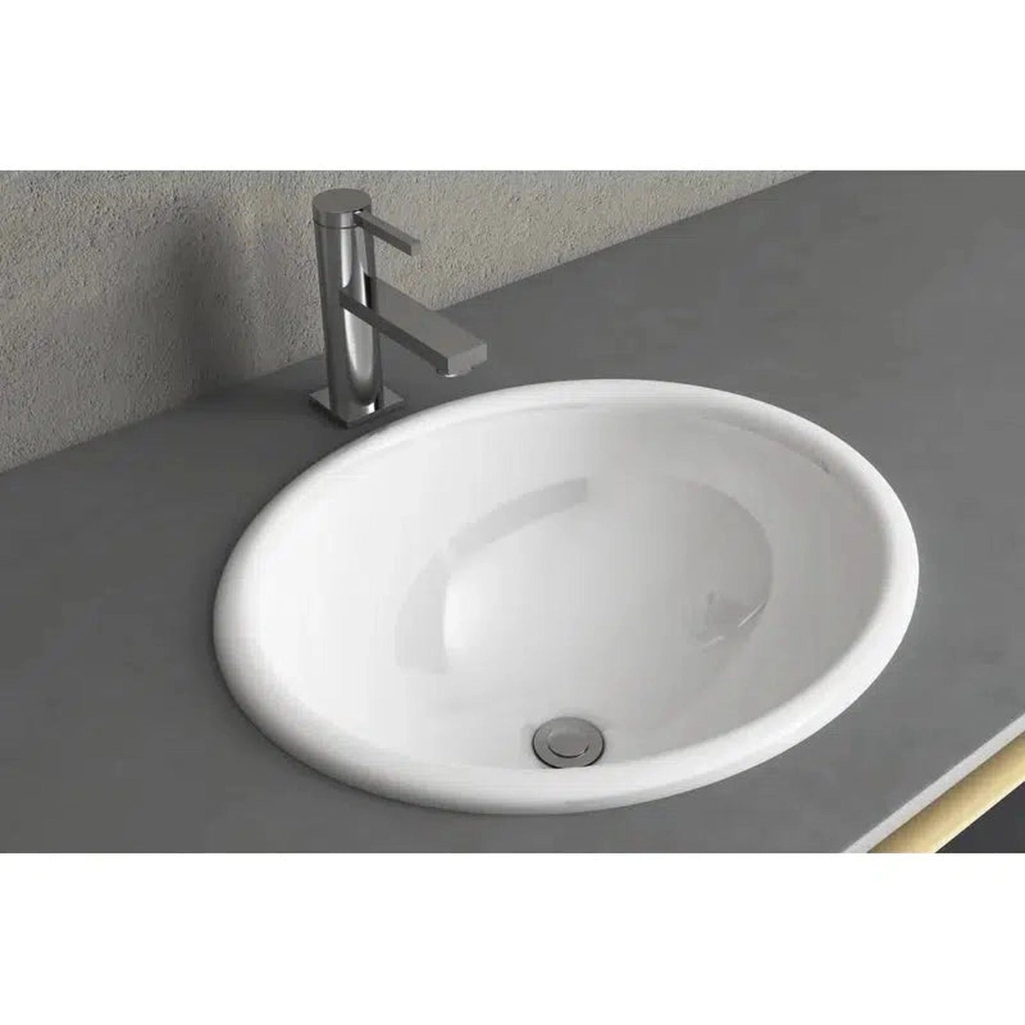 Cantrio Koncepts 18" Oval White Vitreous China Top Mount Bathroom Lavatory Sink With Overflow Drain