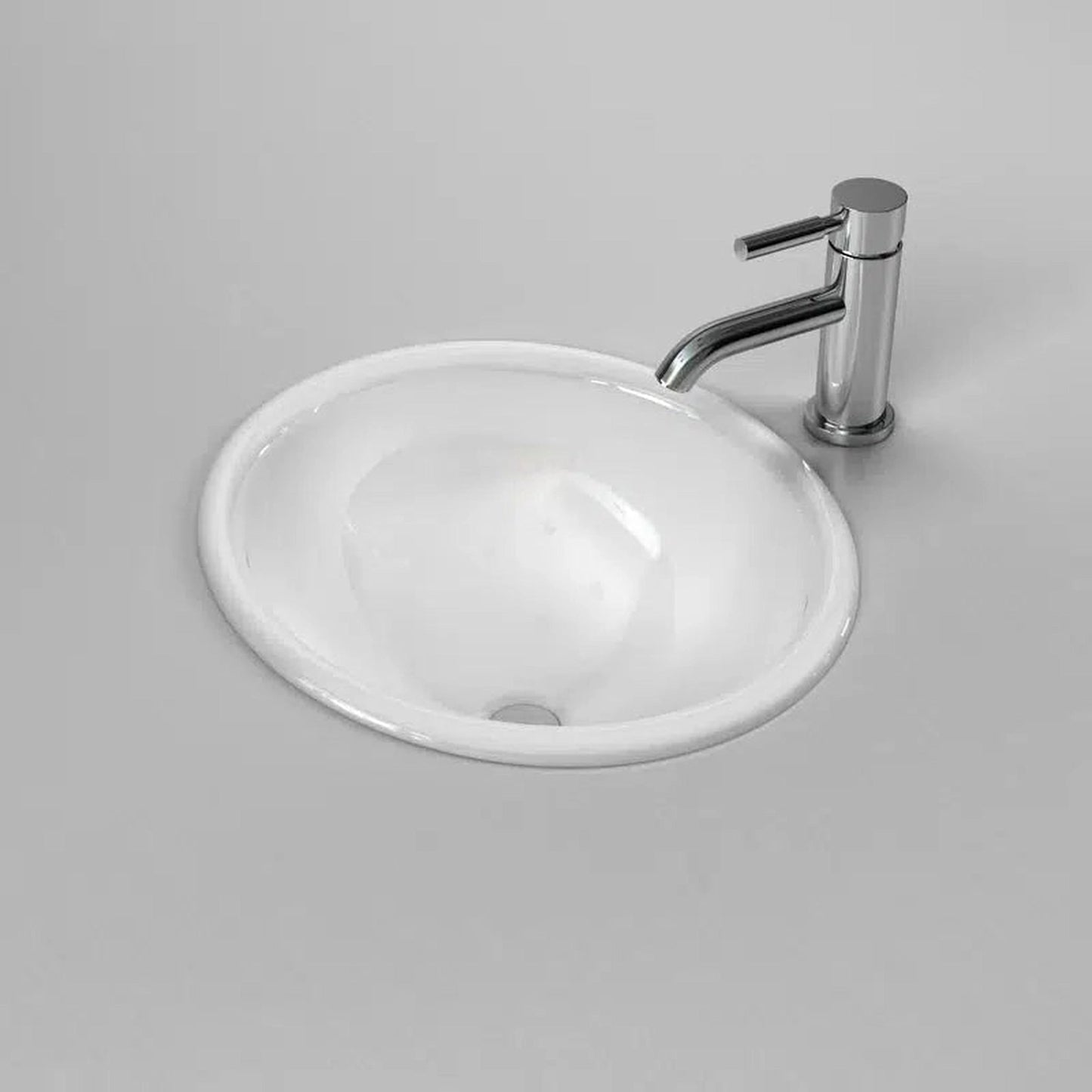 Cantrio Koncepts 18" Oval White Vitreous China Top Mount Bathroom Lavatory Sink With Overflow Drain