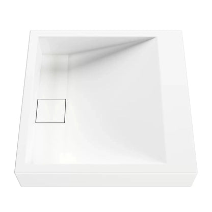 Cantrio Koncepts 18" Square Solid Surface Countertop Sink With Concealed Drain