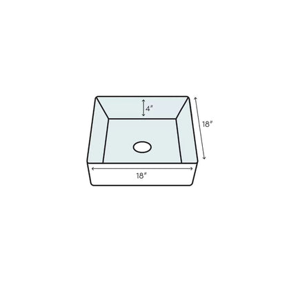 Cantrio Koncepts 18" Square Solid Surface Countertop Sink With Concealed Drain