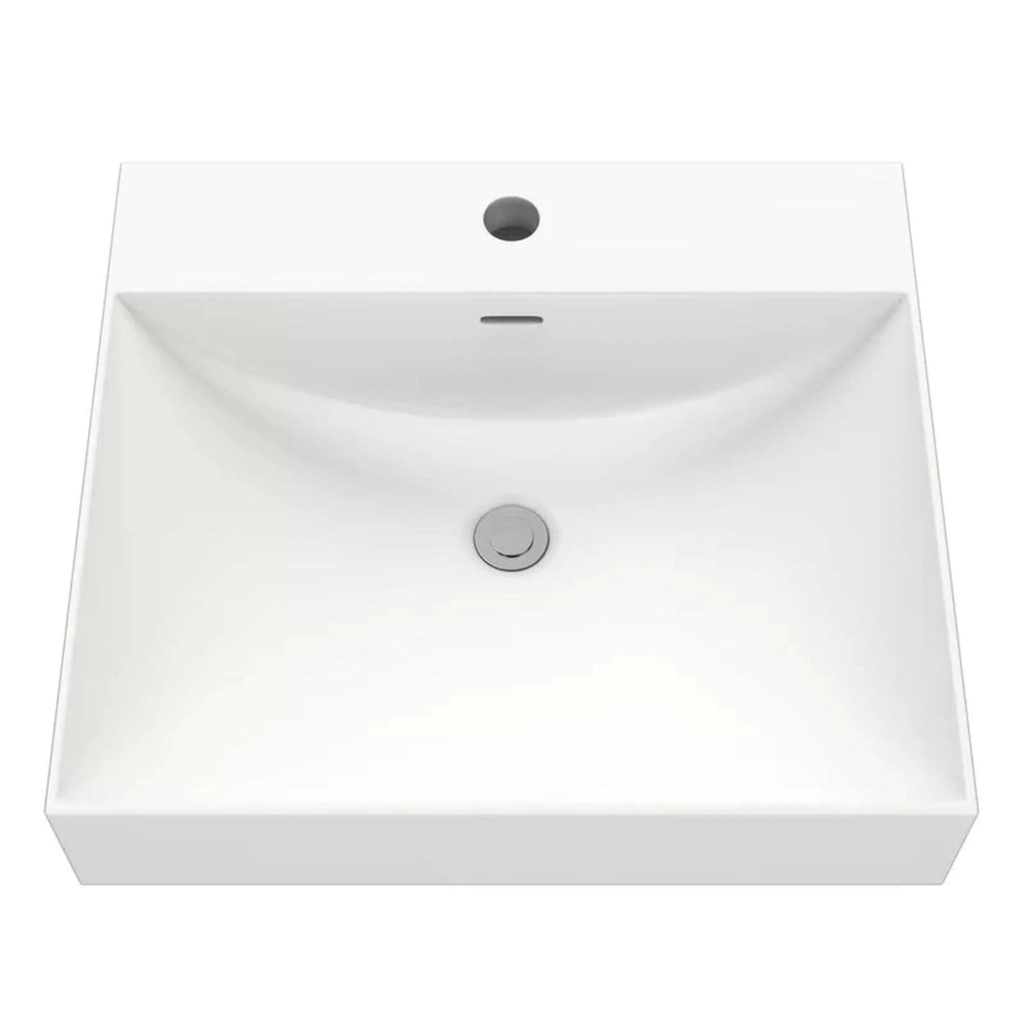 Cantrio Koncepts 19" x 17" Rectangle White Solid Surface Countertop Sink With Deck Mount Hole and Overflow Drain