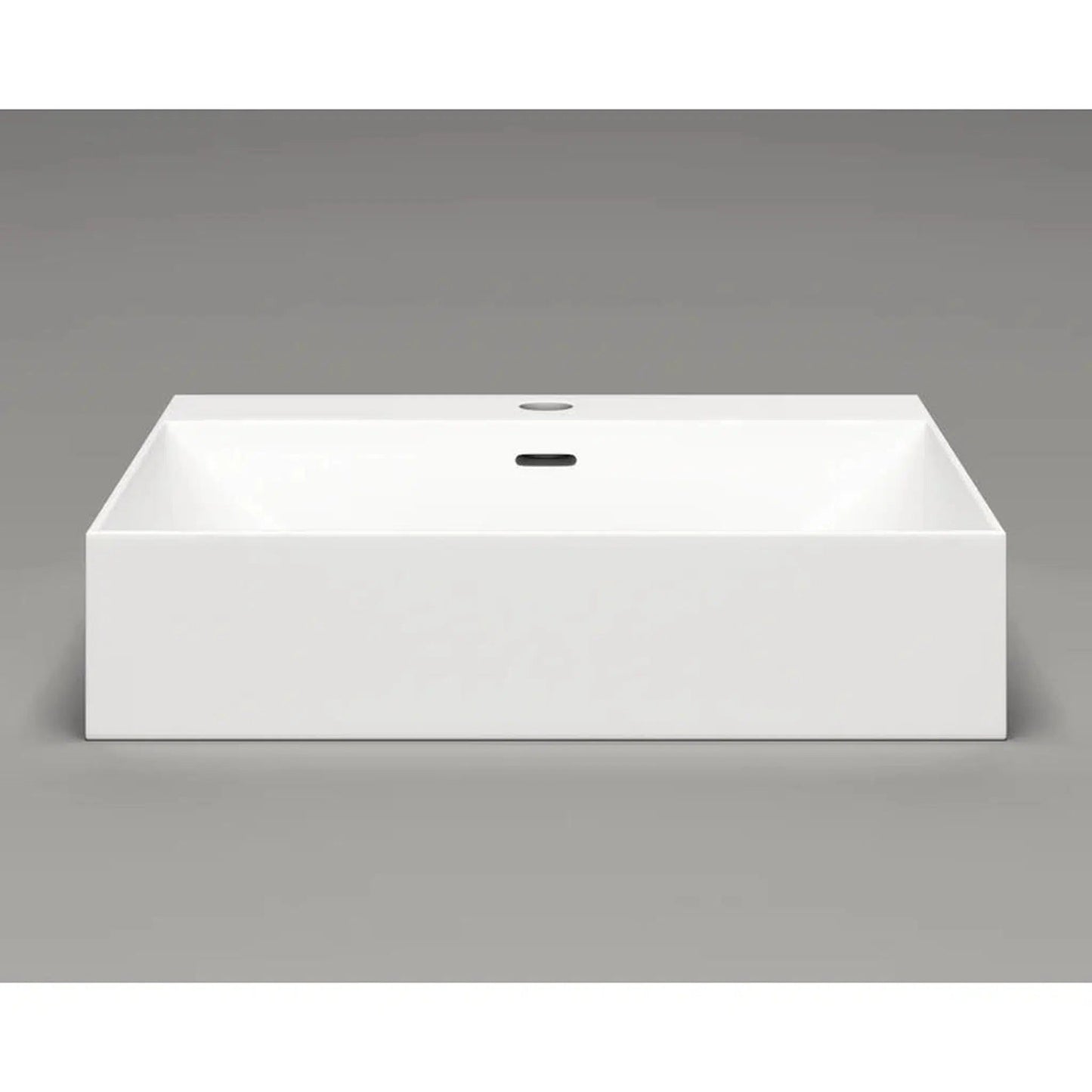 Cantrio Koncepts 19" x 17" Rectangle White Solid Surface Countertop Sink With Deck Mount Hole and Overflow Drain