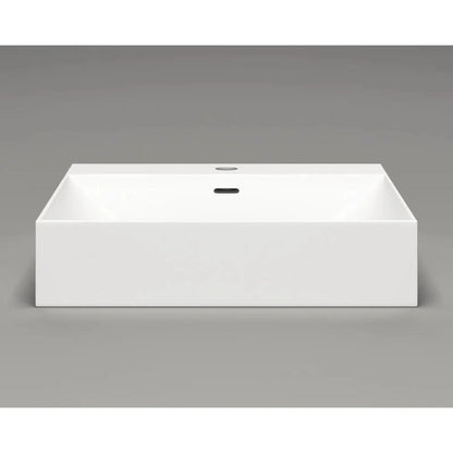 Cantrio Koncepts 19" x 17" Rectangle White Solid Surface Countertop Sink With Deck Mount Hole and Overflow Drain