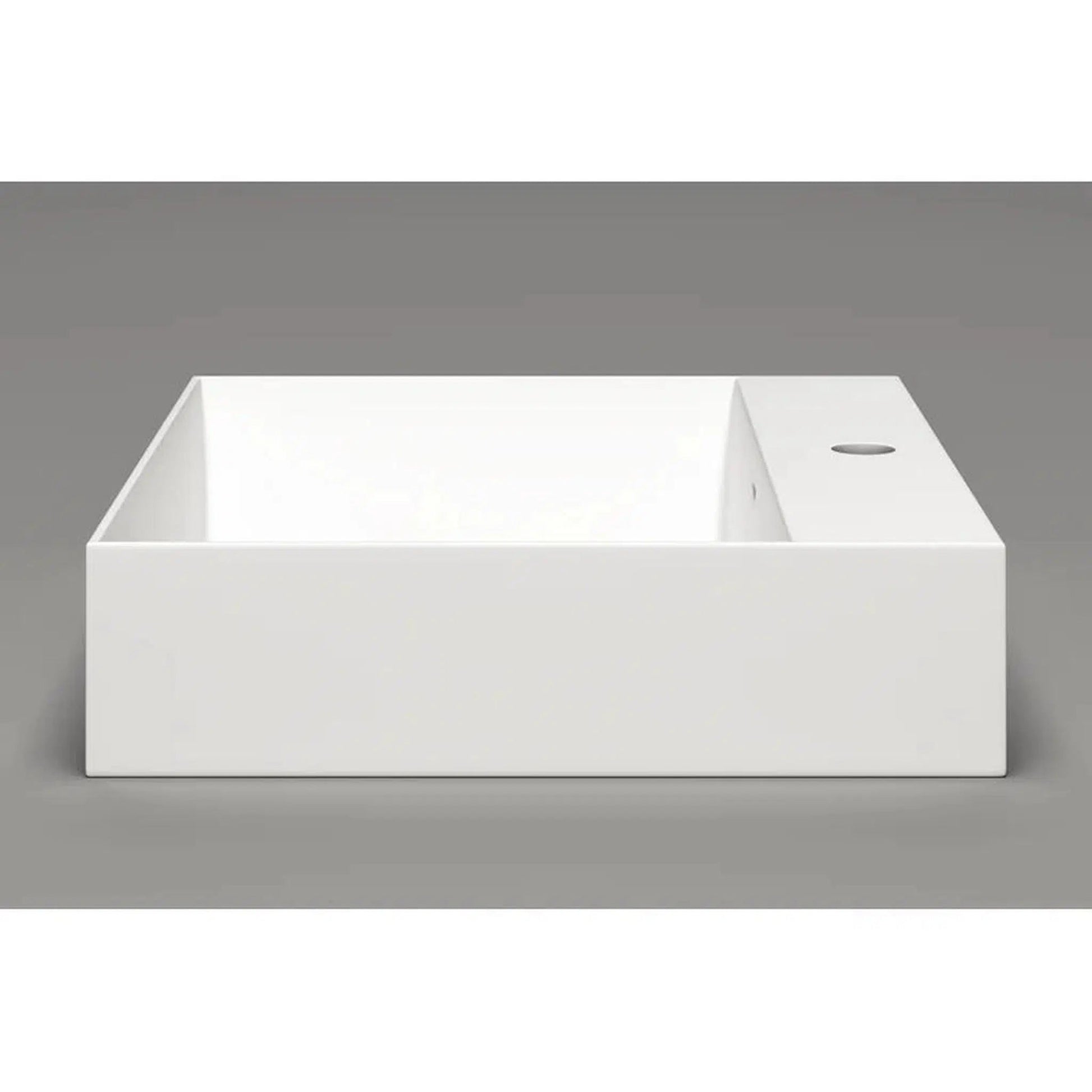 Cantrio Koncepts 19" x 17" Rectangle White Solid Surface Countertop Sink With Deck Mount Hole and Overflow Drain