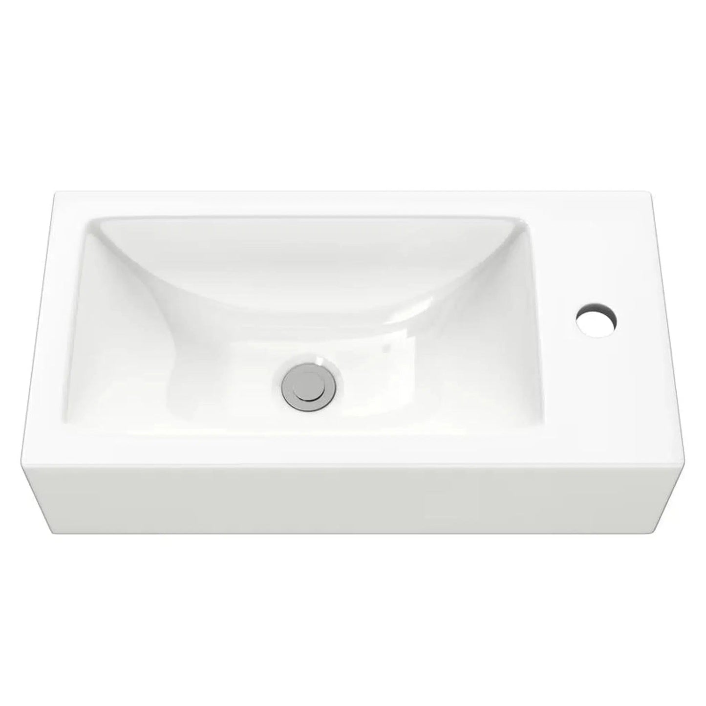 Cantrio Koncepts 20" x 10" Rectangle White Vitreous China Vessel Bathroom Lavatory Sink With Pre-Drilled Hole For Center Single Faucet and Non Overflow Drain