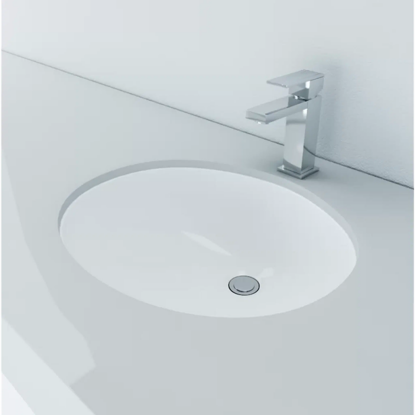 Cantrio Koncepts 20" x 16" White Vitreous China Oval Undermount Sink With Overflow