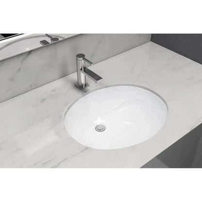 Cantrio Koncepts 20" x 16" White Vitreous China Oval Undermount Sink With Overflow