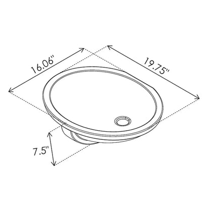 Cantrio Koncepts 20" x 16" White Vitreous China Oval Undermount Sink With Overflow