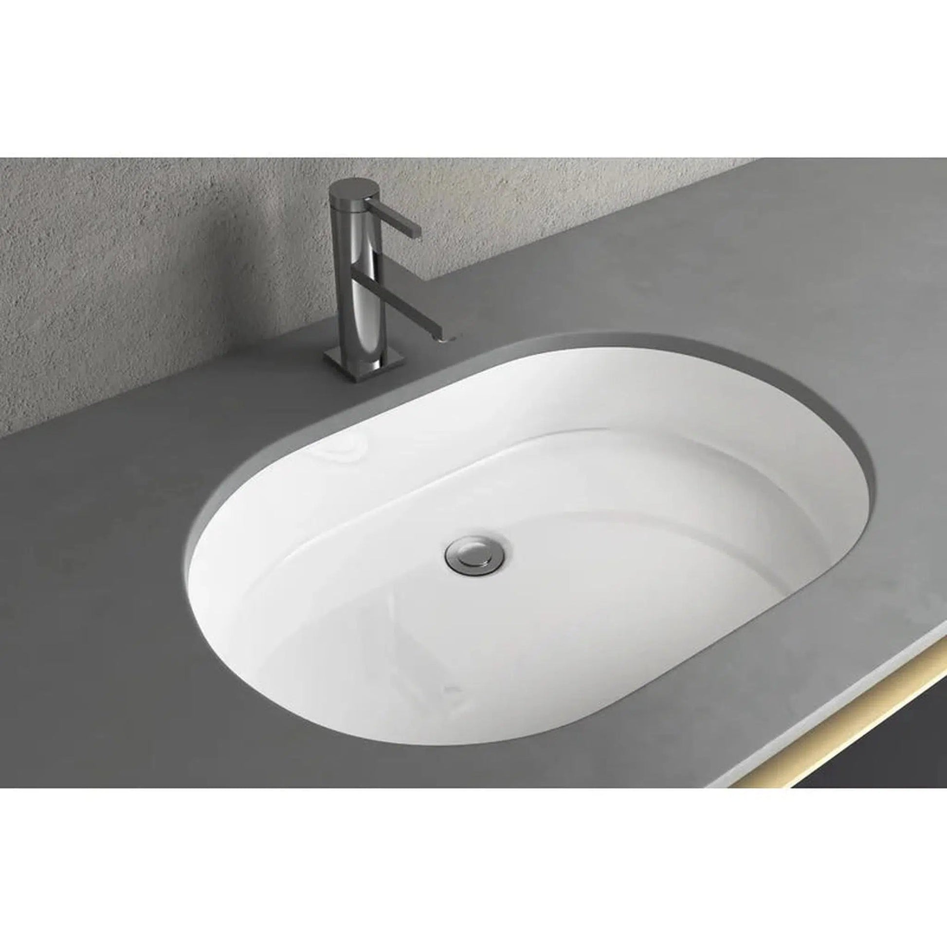 Cantrio Koncepts 21" x 15" Oval White Vitreous China Undermount Bathroom Lavatory Sink With Overflow Drain