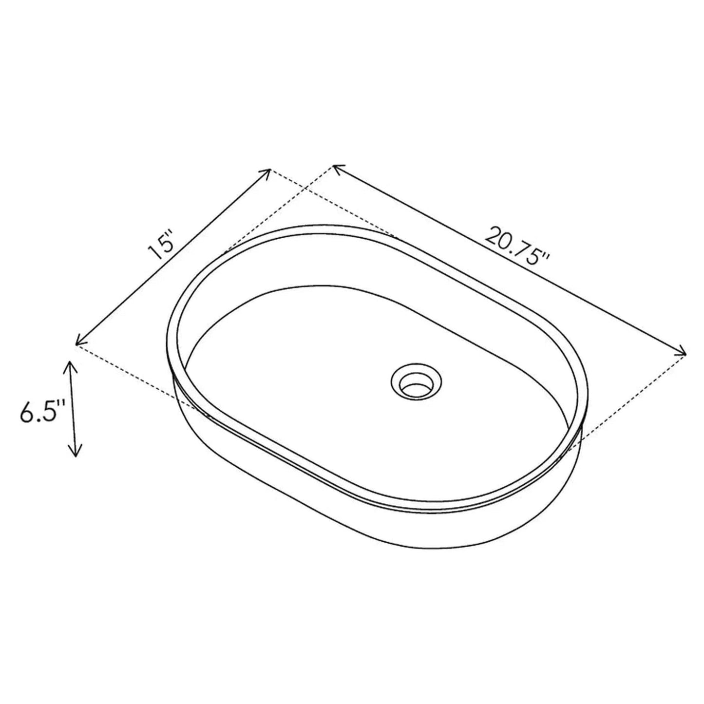 Cantrio Koncepts 21" x 15" Oval White Vitreous China Undermount Bathroom Lavatory Sink With Overflow Drain