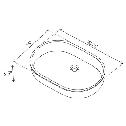 Cantrio Koncepts 21" x 15" Oval White Vitreous China Undermount Bathroom Lavatory Sink With Overflow Drain