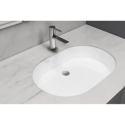 Cantrio Koncepts 21" x 15" Oval White Vitreous China Undermount Bathroom Lavatory Sink With Overflow Drain