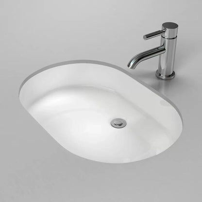 Cantrio Koncepts 21" x 15" Oval White Vitreous China Undermount Bathroom Lavatory Sink With Overflow Drain