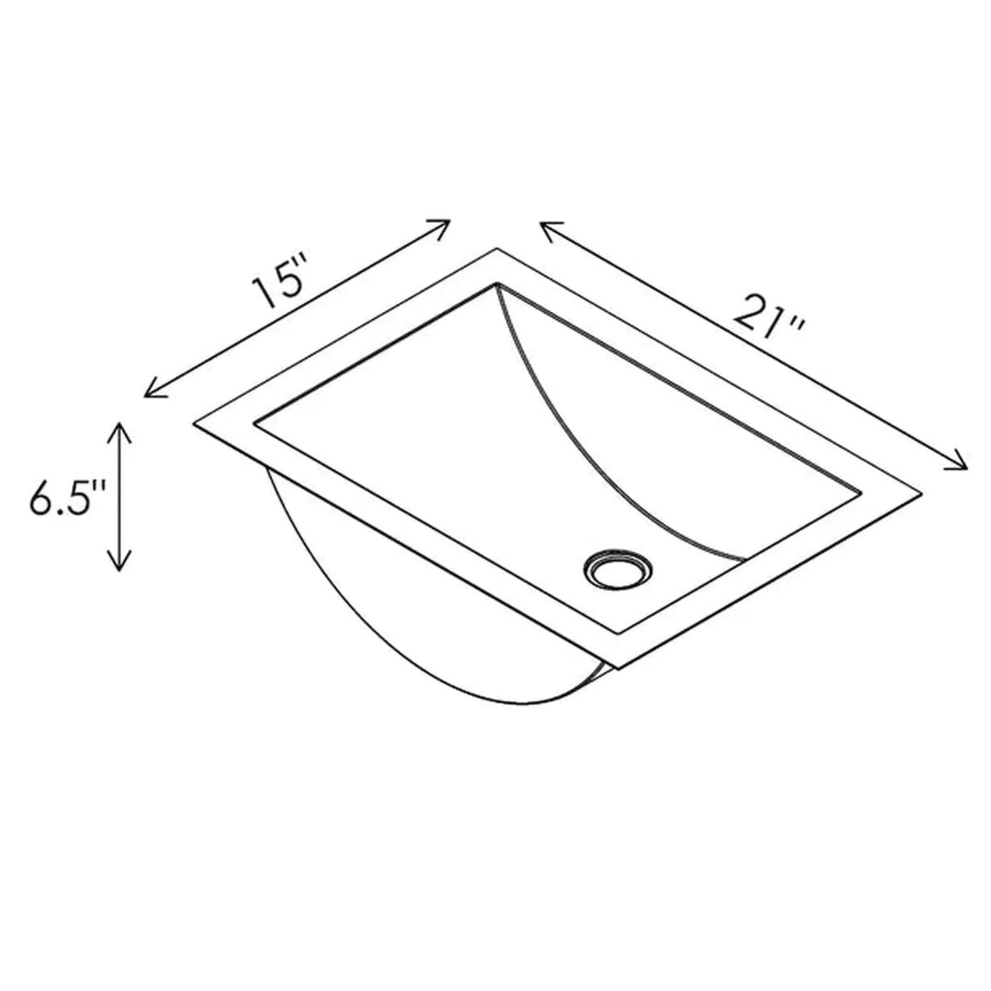 Cantrio Koncepts 21" x 15" Rectangle Brushed Stainless Steel Undermount Sink