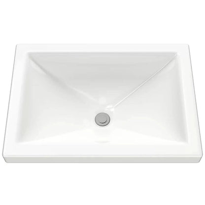 Cantrio Koncepts 21" x 15" Rectangle White Vitreous China Top Mount Bathroom Lavatory Sink With Overflow Drain