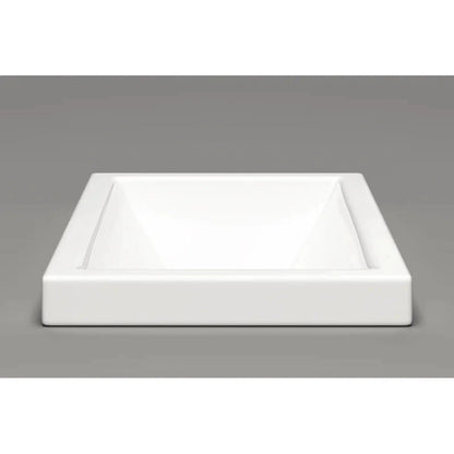 Cantrio Koncepts 21" x 15" Rectangle White Vitreous China Top Mount Bathroom Lavatory Sink With Overflow Drain