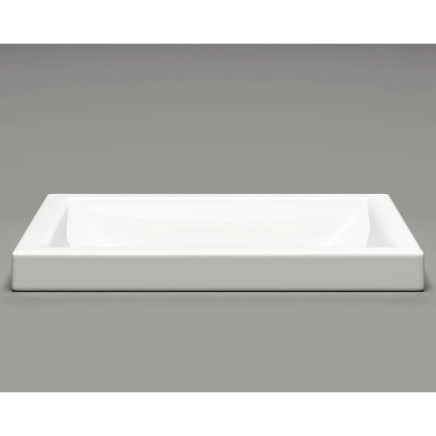 Cantrio Koncepts 21" x 15" Rectangle White Vitreous China Top Mount Bathroom Lavatory Sink With Overflow Drain