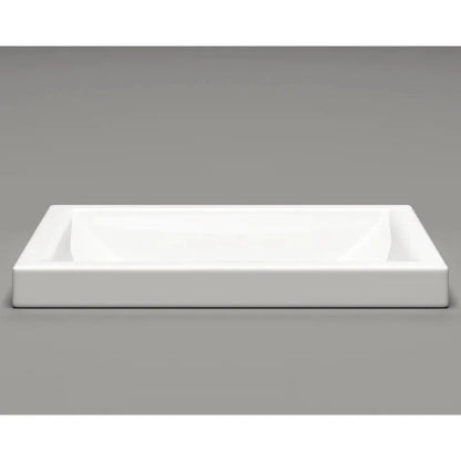 Cantrio Koncepts 21" x 15" Rectangle White Vitreous China Top Mount Bathroom Lavatory Sink With Overflow Drain