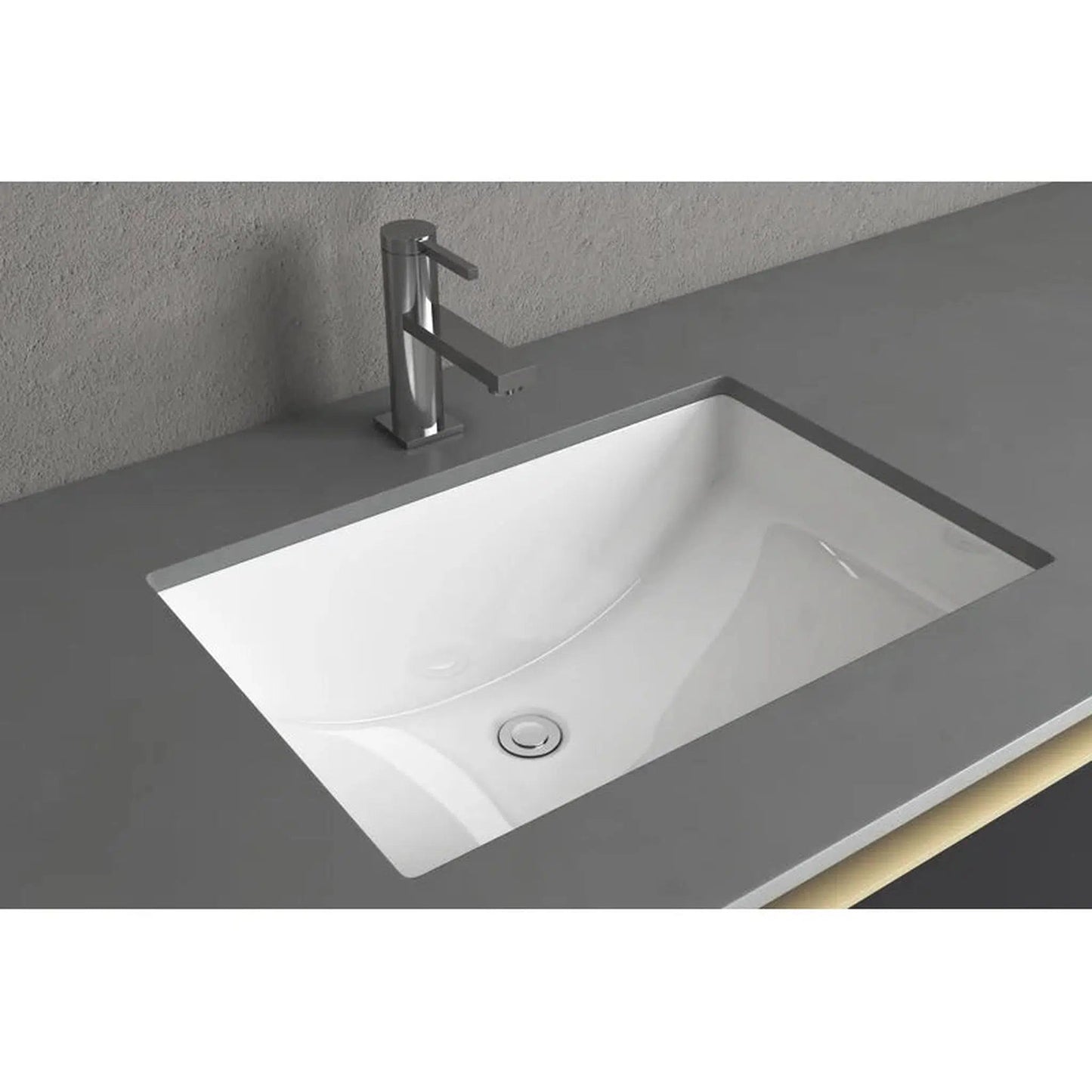 Cantrio Koncepts 21" x 15" Rectangle White Vitreous China Undermount Bathroom Lavatory Sink With Overflow Drain